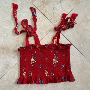 Red floral cop top